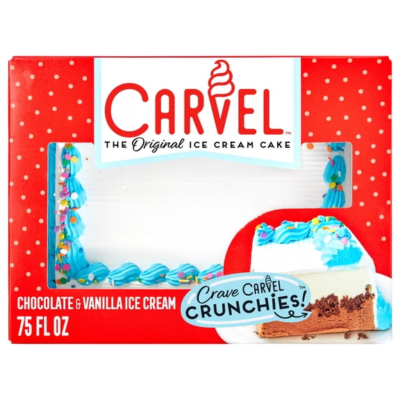 Carvel Family Size Confetti Ice Cream Cake, Chocolate and Vanilla Ice Cream with Chocolate Crunchies, Serves 14