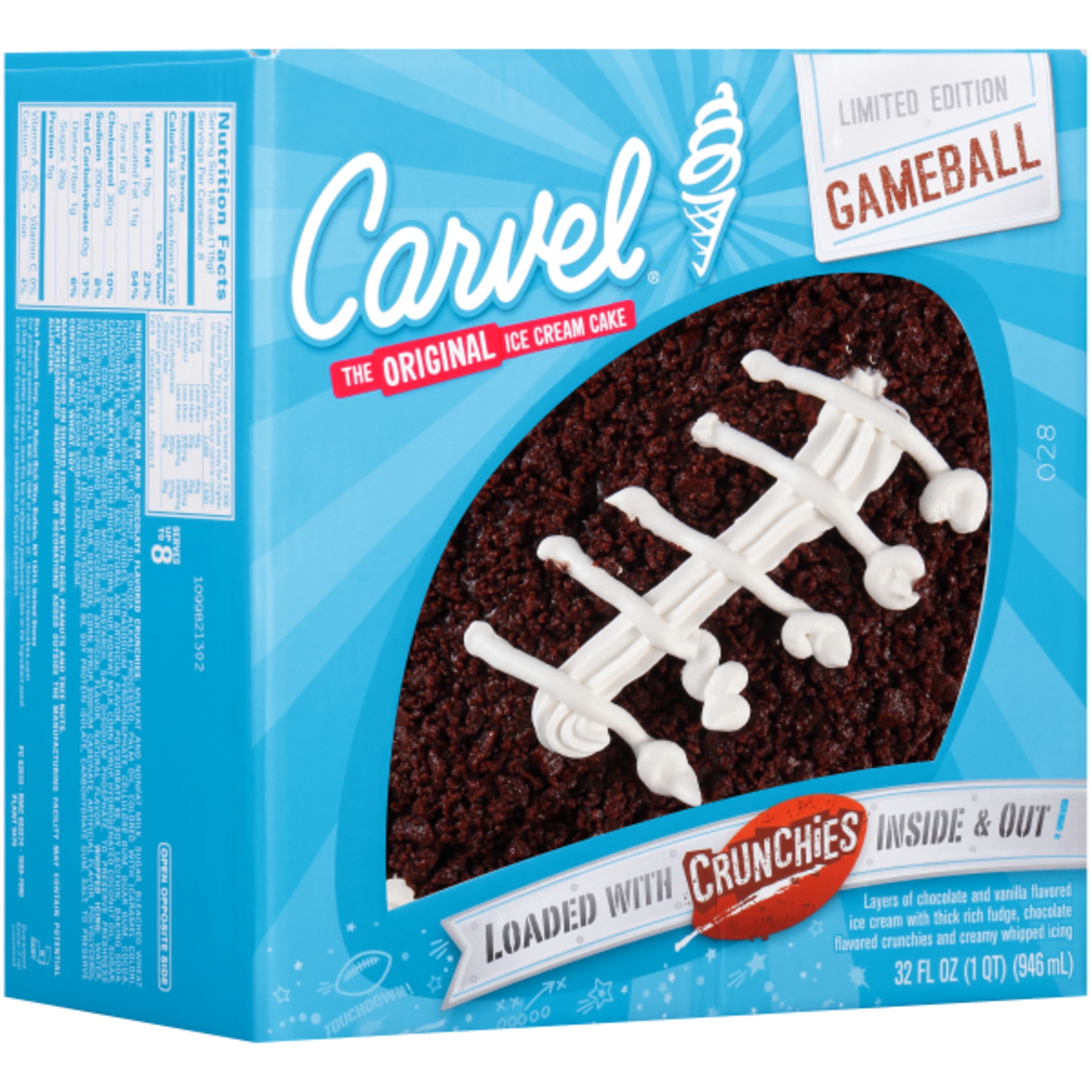Carvel Gameball Ice Cream Cake, Vanilla & Chocolate Ice Cream and Chocolate Crunchies, 32oz