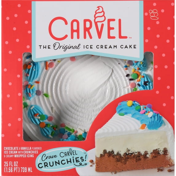 Carvel Mini Ice Cream Cake, Chocolate & Vanilla with Crunchies, 25 fl oz (Frozen Cakes)