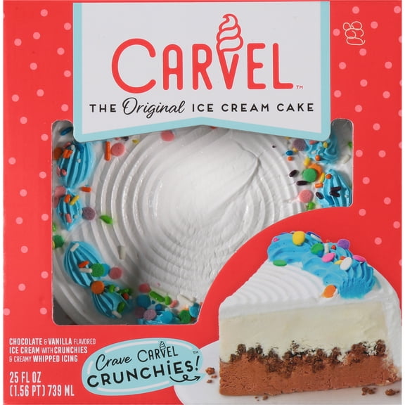 Carvel Mini Ice Cream Cake, Chocolate & Vanilla with Crunchies, 25 fl oz (Frozen Cakes)