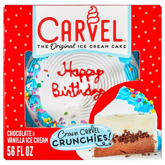 Carvel 8" Round Crunchie Ice Cream Cake, Chocolate and Vanilla Ice Cream with Chocolate Crunchies, Serves 10
