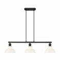 thumbnail image 1 of Yep by Golden Lighting Carver 3-light Island Light in Matte Black and Vintage Milk Glass, 1 of 6