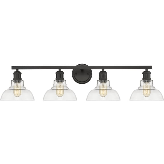 Yep by Golden Lighting Carver 4-light Vanity in Matte Black and Clear Glass