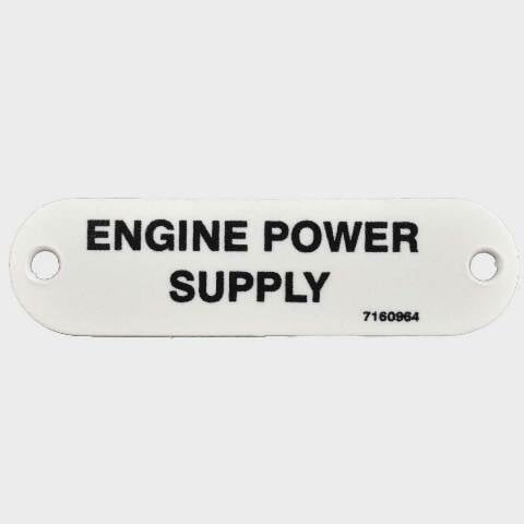 Carver Boat Power Supply Label 7160964 | Engine 2 3/4 Inch White Plastic