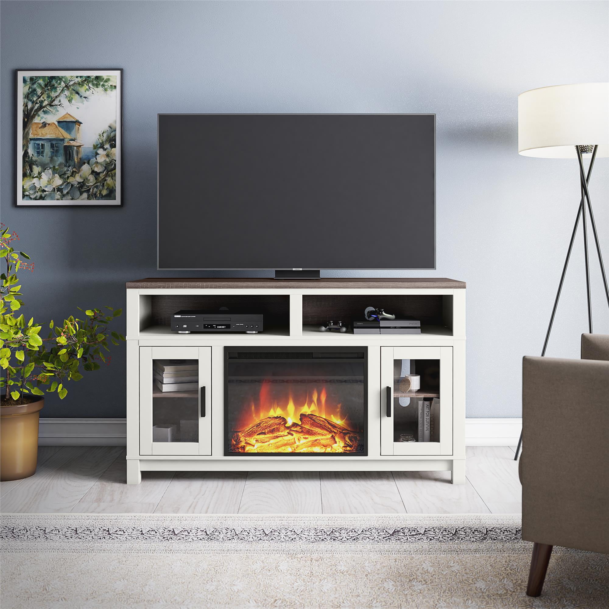 60 tv stand with on sale fireplace