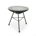 thumbnail image 1 of Carver Outdoor Wicker Wrapped Glass Top Side Table, Black, 1 of 7