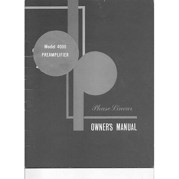Instruction Manual ONLY for Carver Phase Linear 4000 Amplifier Owners Manual REPRINT