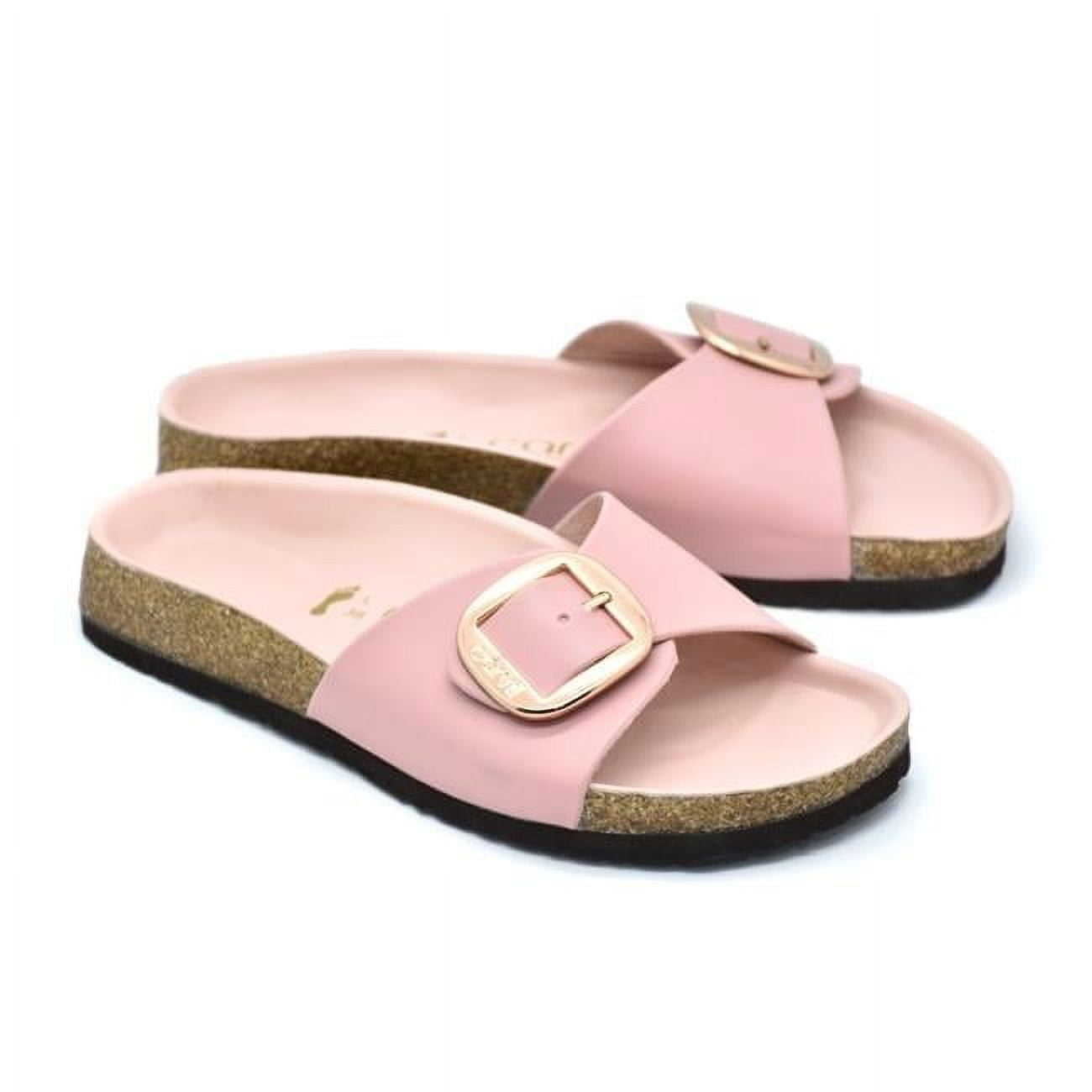 Carvil Sandals 5N.MIC.003.T7.40 Michasa Women One-Strap Big Buckle Slide Footbed Sandals, Pink - Size 40