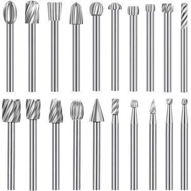 20-Piece HSS Carving Bits Set With 1/8" Shank - Rotary Tool Burrs For Woodworking & Engraving