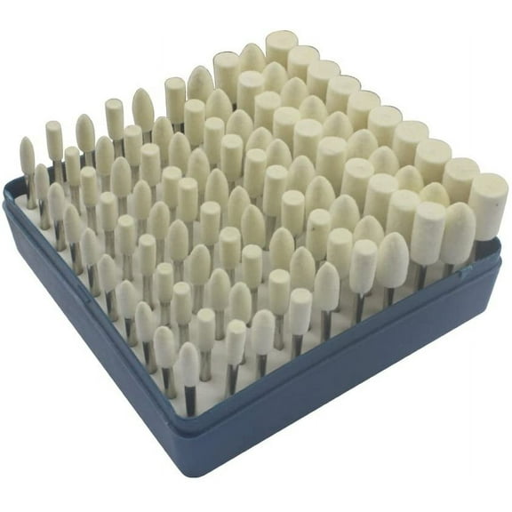 Carving Expert 100pcs Multifunctional Wool Felt Mandrel Mounted Grinding Polishing Accessories Attachment Set - Fit Dremel-1/8 Inch Shank
