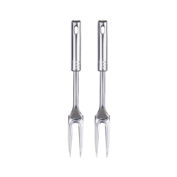 Carving Fork for Meat, 13.77'' Two-Prong Stainless Steel Meat Fork with Long Heat-Resistant Handle, Kitchen Cooking Grill Fork for Carving Serving BBQ Grilling