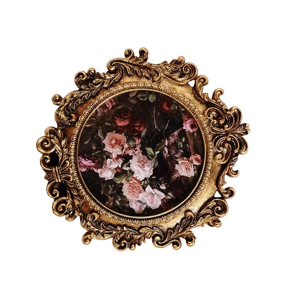 Carving Golden Photo Frame With Antique Design Resins Round Picture Frame For Anniversary Wedding Or Housewarmings