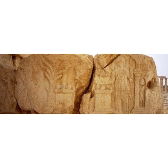 Carving on rocks Palmyra Syria Canvas Art - Panoramic Images (18 x 7)