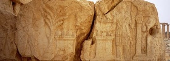 Carving on rocks Palmyra Syria Canvas Art - Panoramic Images (36 x 13)
