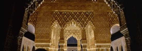 Carving on the wall of a palace Court Of Lions Alhambra Granada Andalusia Spain Canvas Art - Panoramic Images (36 x 13)