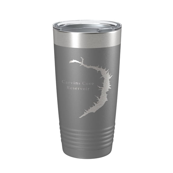 Carvins Cove Reservoir Tumbler Lake Map Travel Mug Insulated Laser Engraved Coffee Cup Virginia 20 oz Dark Gray