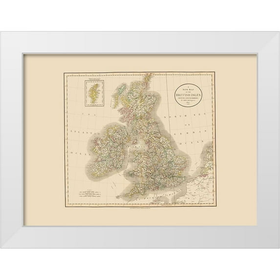 Cary 14x11 White Modern Wood Framed Museum Art Print Titled - British Isles - Cary 1807