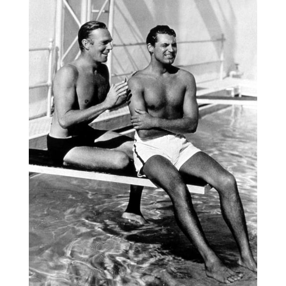 Cary Grant And Randolph Scott 24X36 Classic Hollywood Poster On Diving Board In Swimsuits
