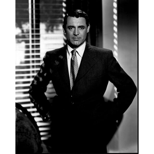 Cary Grant In Front Of Window With Hands On Hips Black And White Photo ...