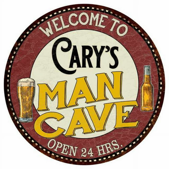 Cary's Man Cave 12" Round Metal Sign Kitchen Bar Wall Décor 200120035044
