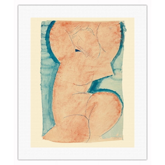 Caryatid - Classical Greek Sculpted Female Figure - From an Original Water Color Painting by Amedeo Modigliani c.1913 - Fine Art Rolled Canvas Print 16in x 20in