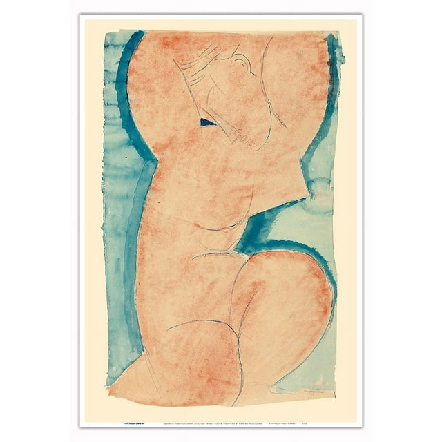 Caryatid - Classical Greek Sculpted Female Figure - From an Original Water Color Painting by Amedeo Modigliani c.1913 - Master Art Print (Unframed) 13in x 19in