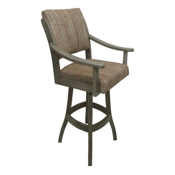 Casa 30" Solid Wood Bar Stool - Watusi Madder Fabric - Asian Gray Wood