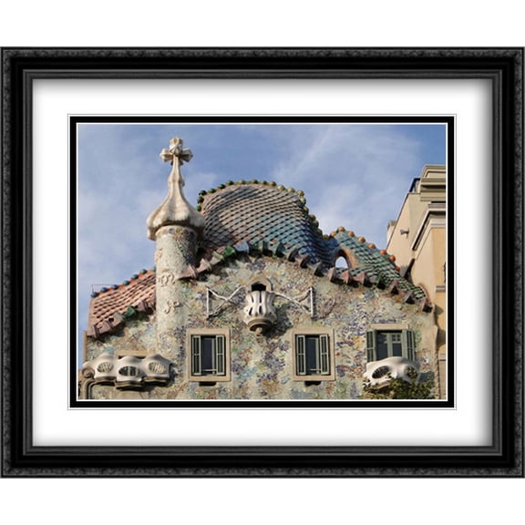 Casa Batllo, Barcelona, Spain 2x Matted 34x28 Large Black Ornate Framed Art Print by The Cityscape Art Print Series