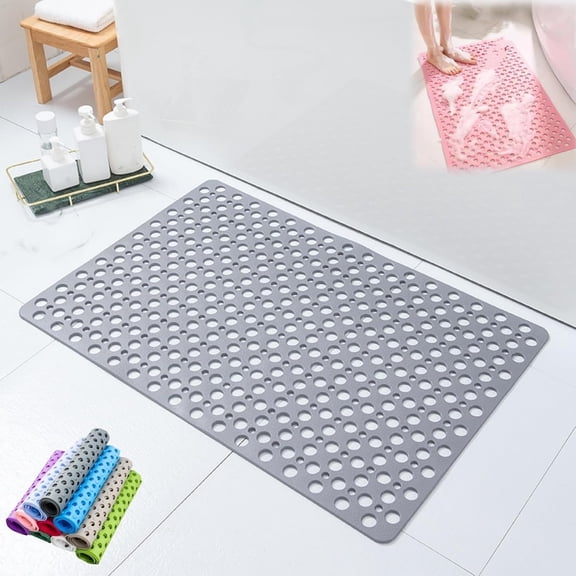 Casa and Beyond Shower Mat,Casa and Beyond Bath Mat with Suction Cups and Drain Holes,Non Slip Bath Mat and Shower Mat with Suction Cups and Drain Holes (Gray-35.4 * 23.6in)