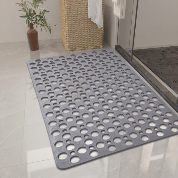 Casa and Beyond Shower Mat Non Slip Bath Mat Secure Shower Mat Easy to Clean Drains Fast Easy Dry Cut Soft Machine Washable Bathtub mat for Inside Shower (Grey,27.6 * 15 in)