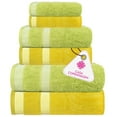 thumbnail image 1 of Casa Copenhagen Designed in Denmark 600 GSM 2 Large Bath Towels 2 Large Hand Towels 2 Washcloths, Super Soft Egyptian Cotton 6 Towels Set for Bathroom, Kitchen & Shower - Lime Green + Butter Yellow, 1 of 11