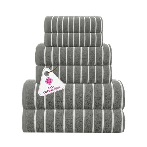 Casa Copenhagen Ecstatic 6 Pieces Towel Set- Pine Grey, 600 GSM 2 Bath Towel 2 Hand Towel 2 Washcloth, Designed in Denmark Made of Soft Egyptian Cotton for Bathroom, Kitchen & Shower