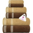 thumbnail image 1 of Casa Copenhagen Solitaire Mix 6 Pieces Towel Set- Beige + Brown, 600 GSM 2Bath Towel 2Hand Towel 2Washcloth, Designed in Denmark Made Of Soft Egyptian Cotton for Bathroom, kitchen & Shower, 1 of 7