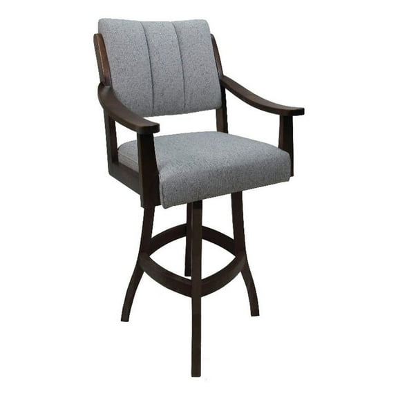 Casa Counter 26" Solid Swivel Wood Bar Stool -Hemsath Slate Fabric - Brown Honey