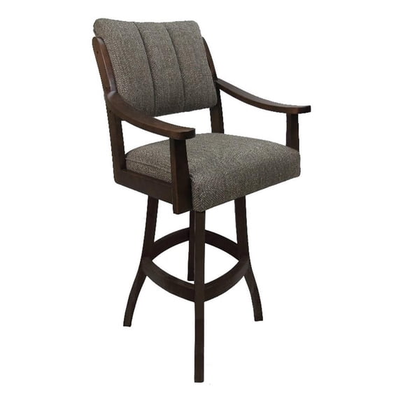 Casa Counter 26" Solid Wood Bar Stool - Plumley Cocoa Fabric - Brown Honey