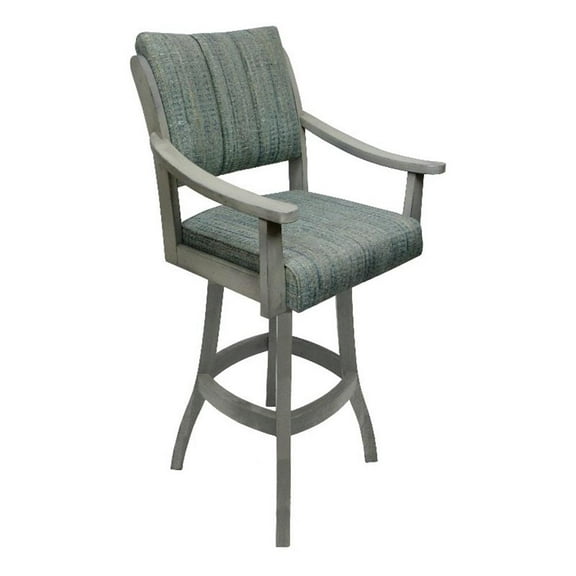 Casa Counter 26" Solid Wood Bar Stool - Watusi Aquatint Fabric- ET Wood