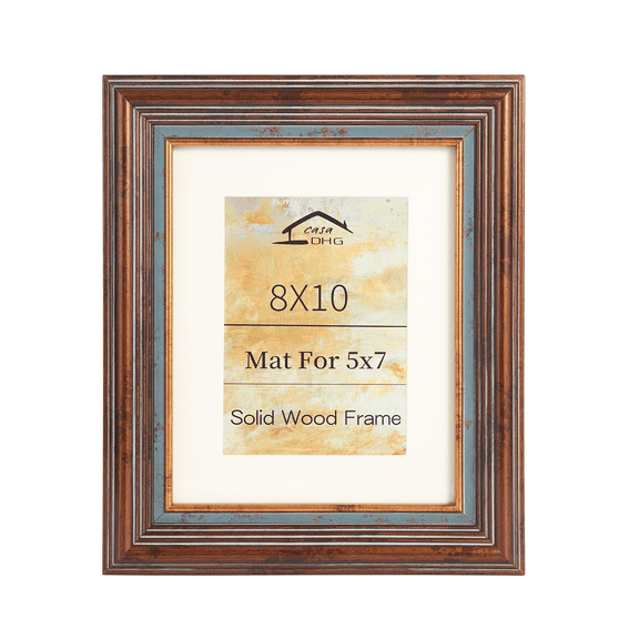 Casa DHG 8x10 Vintage Picture Frame with Glass, Wooden Photo Frame, Retro Design 8 x 10 Vintage Frames for Home and Office, Home & Wedding Decor, Gold