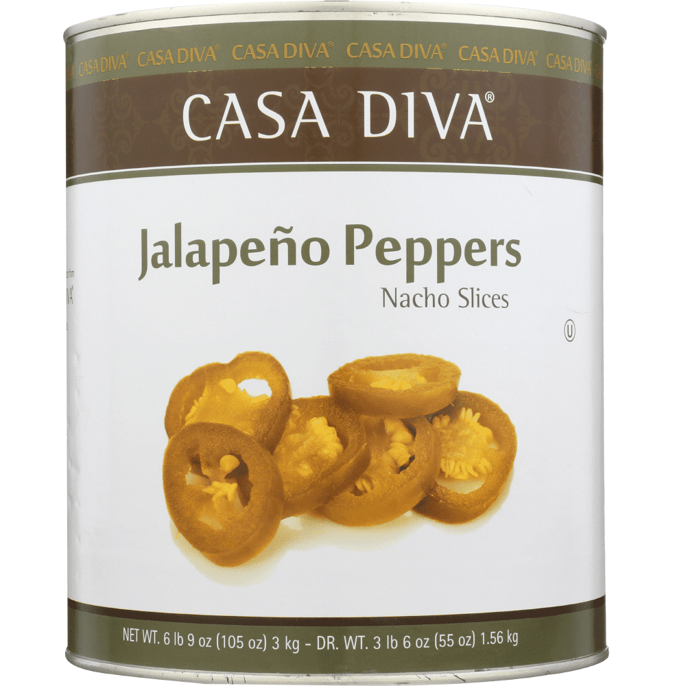 Casa Diva Nacho Sliced Jalapeno Peppers, 1 gal Pack of 6