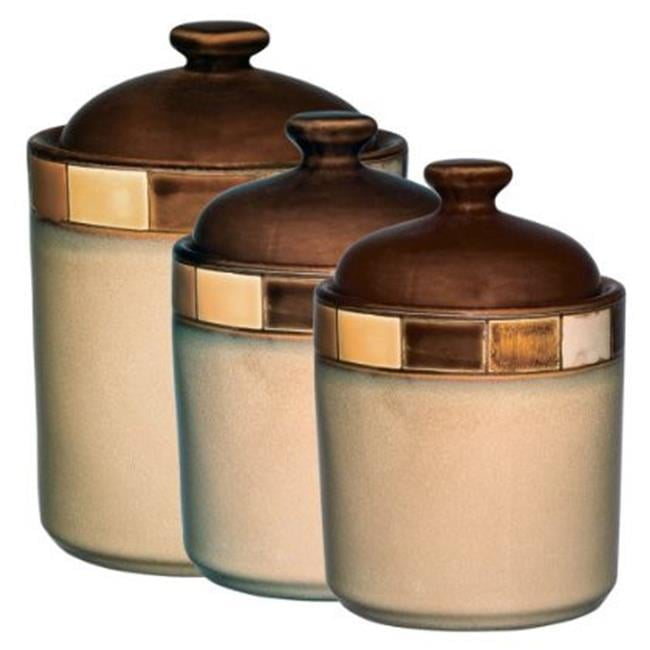 Casa Estebana Canister Set, Beige & Brown - 3 Piece