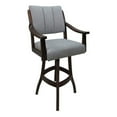 thumbnail image 1 of Casa Extra Tall 34" Solid Wood Bar Stool - Hemsath Slate Fabric - Brown Honey, 1 of 3