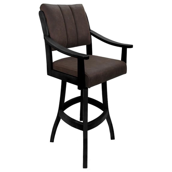 Casa Extra Tall 34" Solid Wood Stool - Northwest Whiskey Brown Fabric - Black
