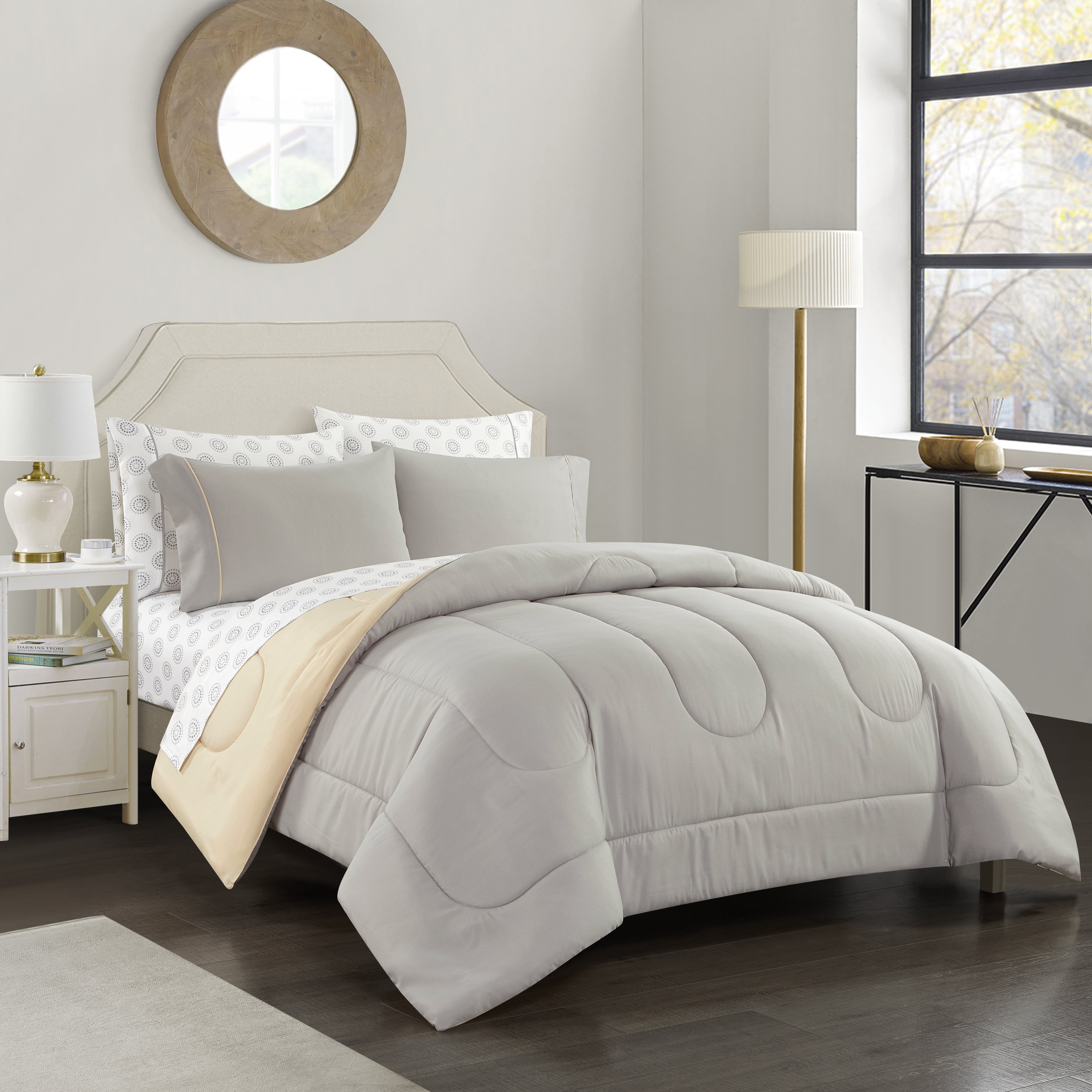 Gray sheets white comforter outlet