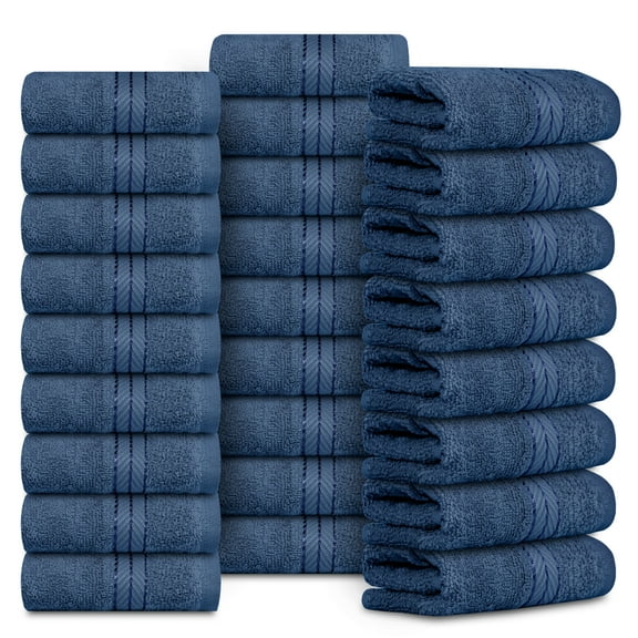 Casa Lino 26Pcs Washcloths (12" x 12") - 100% Cotton, 400GSM, Ultra Soft & Highly Absorbent (Cobalt)