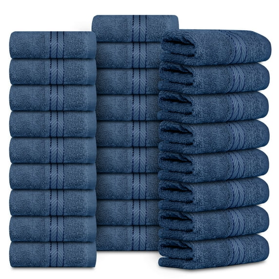 Casa Lino 26Pcs Washcloths (12" x 12") - 100% Cotton, 400GSM, Ultra Soft & Highly Absorbent (Cobalt)