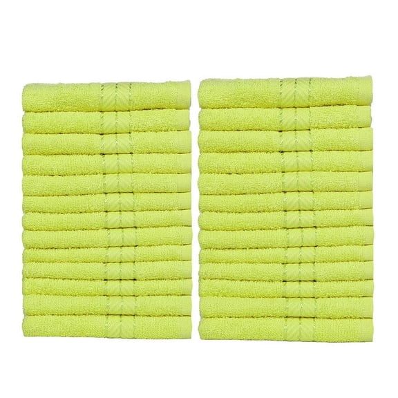Casa Lino 26Pcs Washcloths (12" x 12") - 100% Cotton, 400GSM, Ultra Soft & Highly Absorbent (Lime Green)