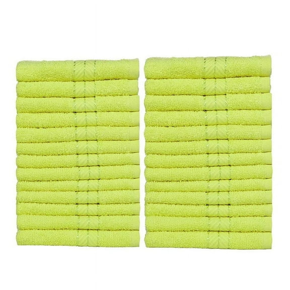 Casa Lino 26Pcs Washcloths (12" x 12") - 100% Cotton, 400GSM, Ultra Soft & Highly Absorbent (Lime Green)