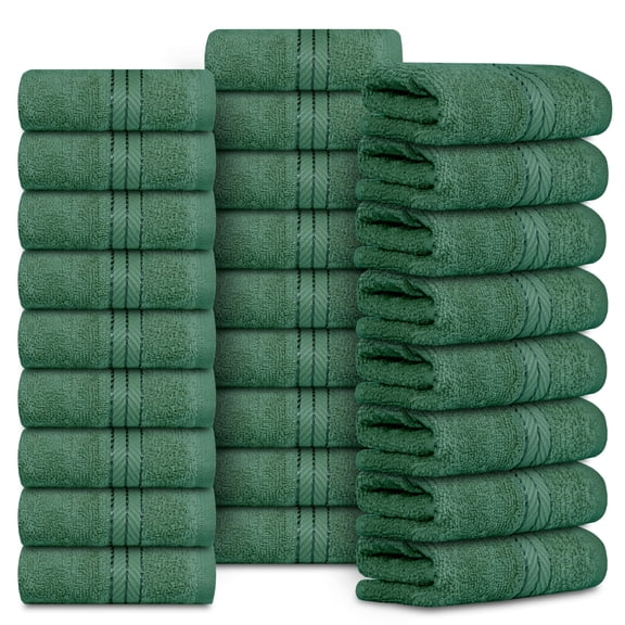 Casa Lino 26Pcs Washcloths (12" x 12") - 100% Cotton, 400GSM, Ultra Soft & Highly Absorbent (Malachite Green)