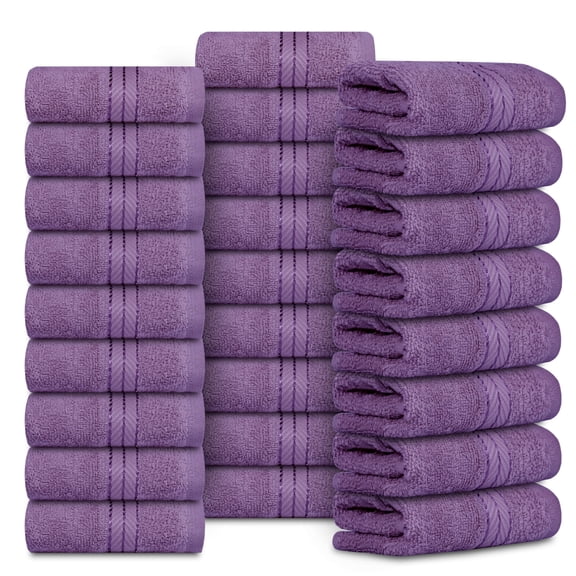 Casa Lino 26Pcs Washcloths (12" x 12") - 100% Cotton, 400GSM, Ultra Soft & Highly Absorbent (Purple)
