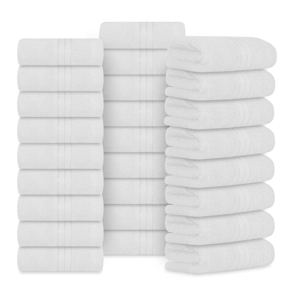 Casa Lino 26Pcs Washcloths (12" x 12") - 100% Cotton, 400GSM, Ultra Soft & Highly Absorbent (White)