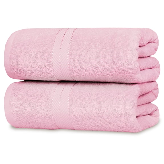 Casa Lino 2Pc Premium Bath Sheets (Extra Large) for Adults (72" x 36") - 100% Cotton, 400GSM, Ultra Absorbent (Blush)